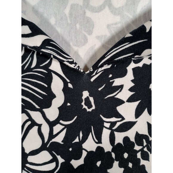 Talbots Black White Cotton Floral Border Print Shift Dress Size Medium Petite - Picture 4 of 8